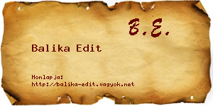 Balika Edit névjegykártya